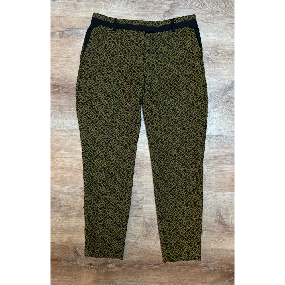 River Island‎ Olive Green Geometric Print Trousers Women's Size 12